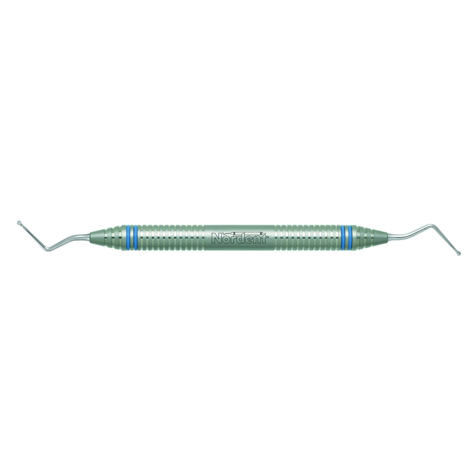 Nordent Excavator DE X-Long Shank Spoon #12L, DuraLite ColorRings Handle, Stainless Steel, Double End