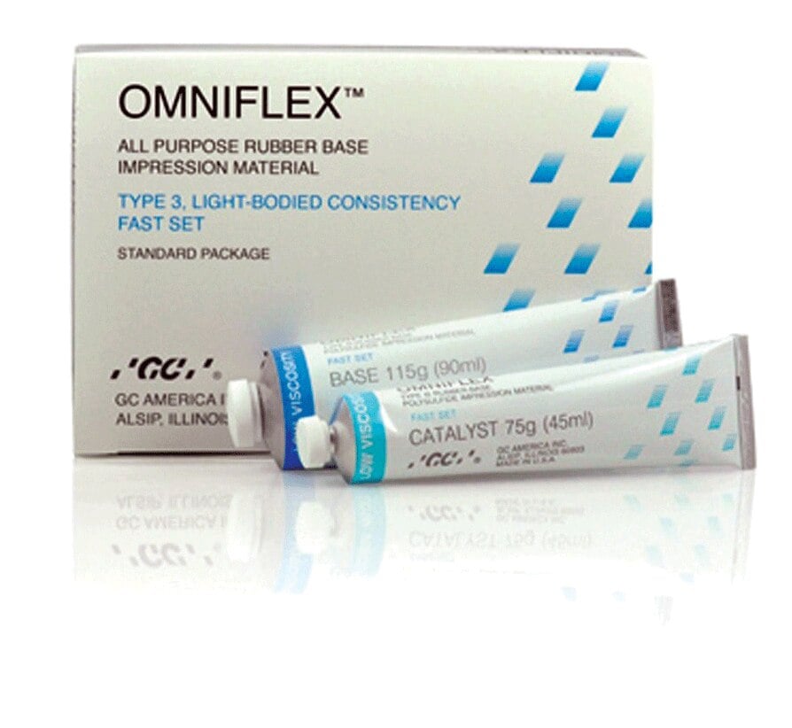 Omniflex Fast Set Rubber Base Impression Material, Bulk Package, 36 x 90 mL Base Tubes & 36 x 45 mL Catalyst Tubes, 137336