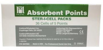 Hygenic Ster-I-Cell Absorbent Paper Points, Medium, Conventional Taper, 180/Box, H03204