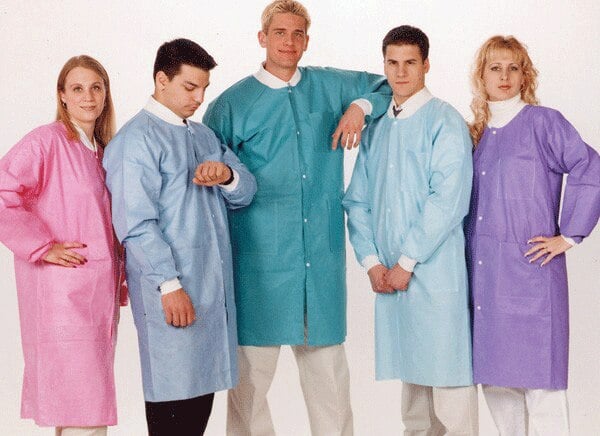 Extra-Safe Knee-Length Lab Coat, Light Pink, X-Large, AAMI Level 3, Latex-Free, 10/Pk, 3660LPXL