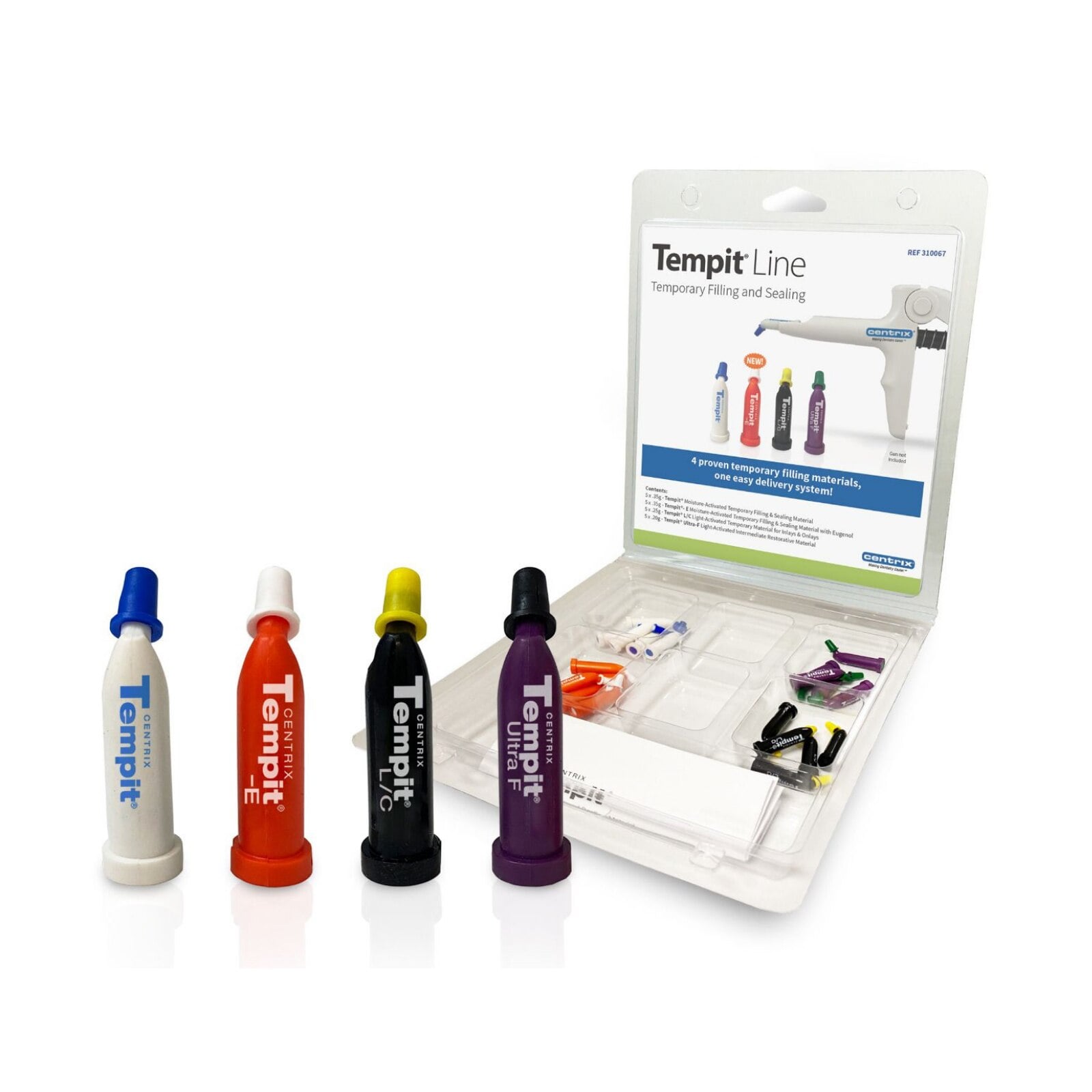 Centrix Tempit Essentials Kit, 5 Prefilled Tips Each of 4 Materials (Tempit, Tempit-E, Tempit L/C, Tempit Ultra-F)