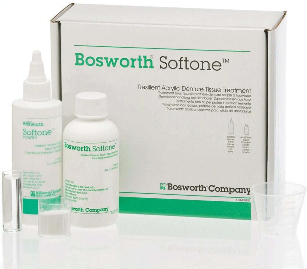 Softone Resilient Denture Acrylic Tissue Conditioner & Functional Impression Material, Bulk Kit, White, 1 lb Powder + 8 oz Liquid, 0921778
