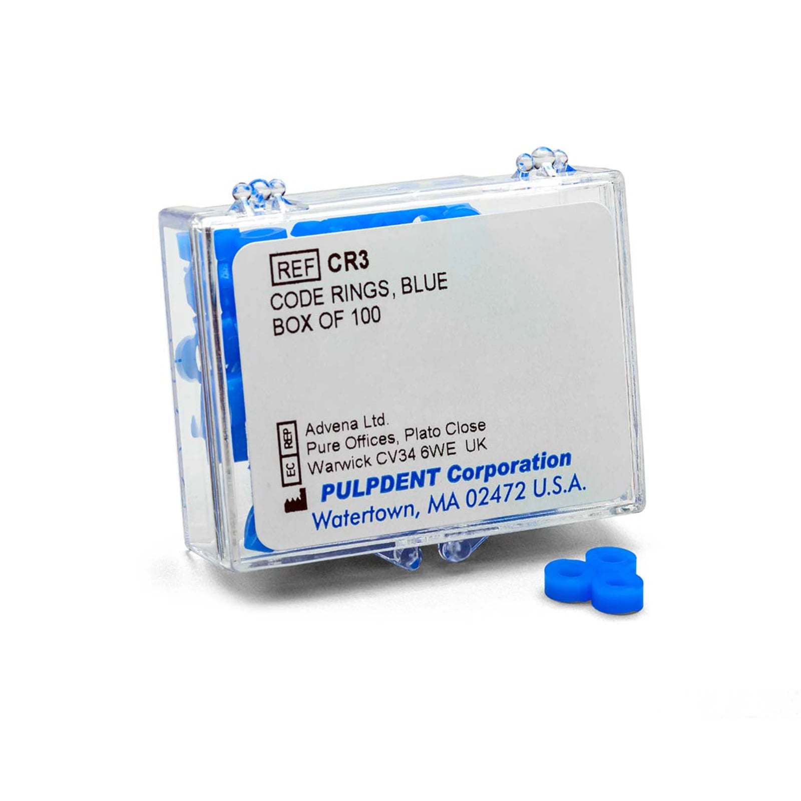 Pulpdent Code Rings, Blue, Standard Size, Silicone, 50/Box, CR3-50