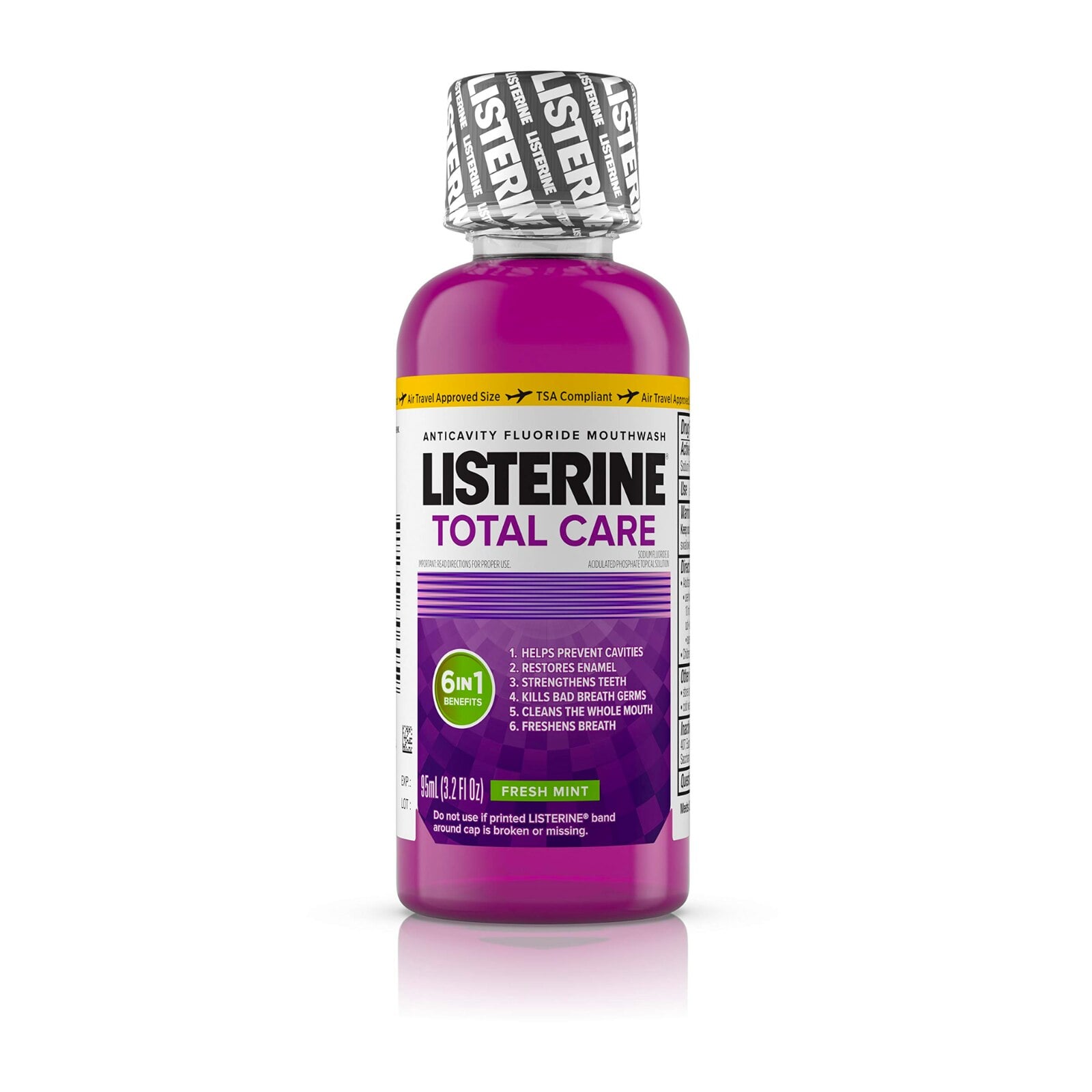 Listerine Total Care Anticavity Mouthwash, Fresh Mint, 3.2 oz (95 ml), 24/Case, 30695