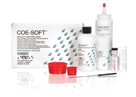 COE-SOFT Liquid Resilient Denture Reline Material, Self-Cure, Clear, 1 Quart Bottle, 344092