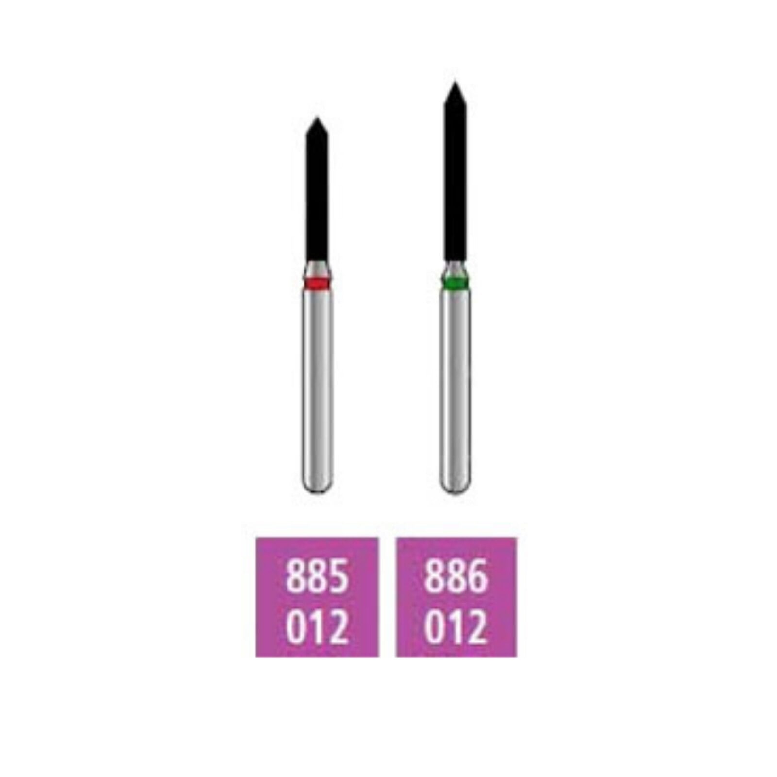 Alpen x1 Sterile Single-Use Diamond Bur, FG, Beveled Cylinder #886-012, Coarse, Green, 1.2 mm, 25/Pk