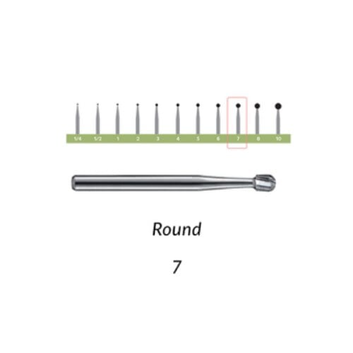 Alpen Carbide Operative Bur, Round, FG #7, 2.1 mm Head Diameter, 100/Pk