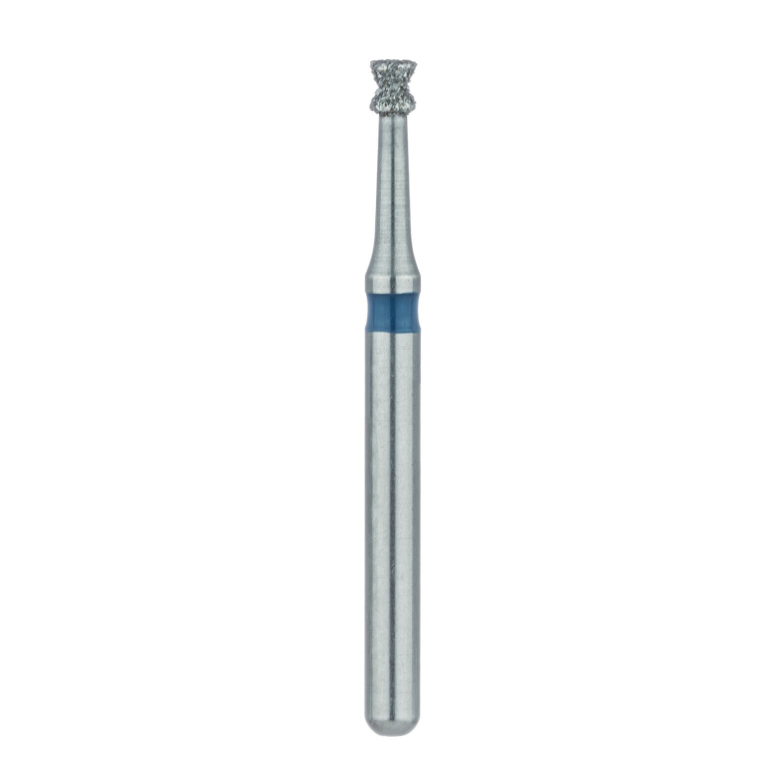 Meisinger 870-014-FG Medium Grit Diamond Bur, Hourglass/Double Inverted Cone, Friction Grip, 1.4 mm Head Diameter, Blue Ring, 5/Pack