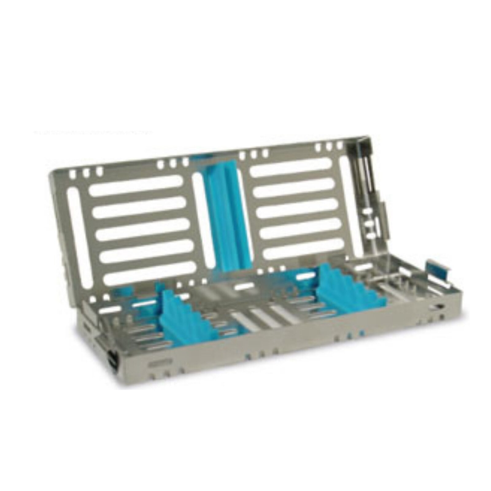 Nordent Sterilization Cassette, Single-Sided, Small, 5 Instruments, Teal, Stainless Steel, 3"W x 8"L x 1.25"H