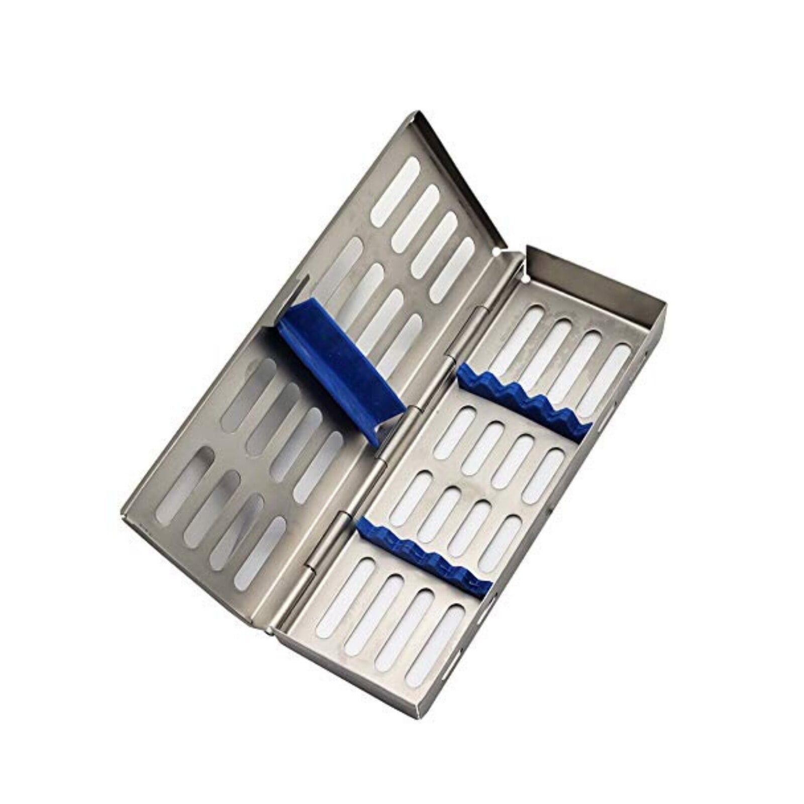 Nordent Sterilization Cassette, Stainless Steel, Small, 5-Instrument Capacity, 3"W x 8"L x 1.25"H, Easy-open Side Spring Latches, Coconut