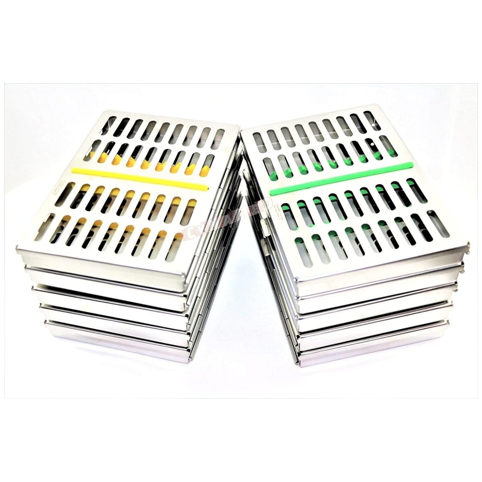 Nordent Large Sterilization Cassette, 13 Instruments with Divider, Single-Sided, Light Green, Stainless Steel, 8"W x 11"L x 1.25"H