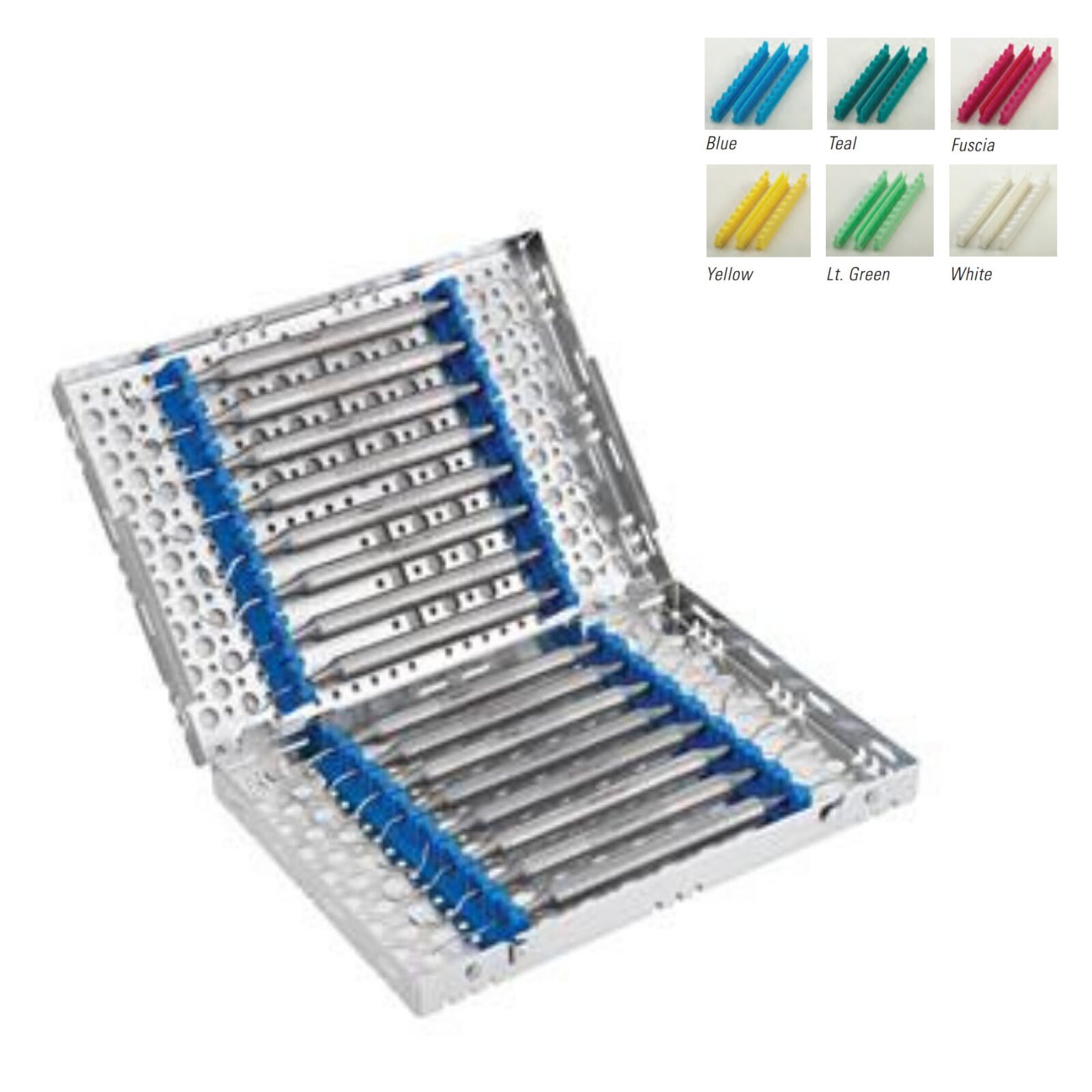 Nordent Cassette Double Sided 16 Instruments, Large, Stainless Steel, Autoclavable/Chemiclavable, 8 in x 11 in x 1.25 in