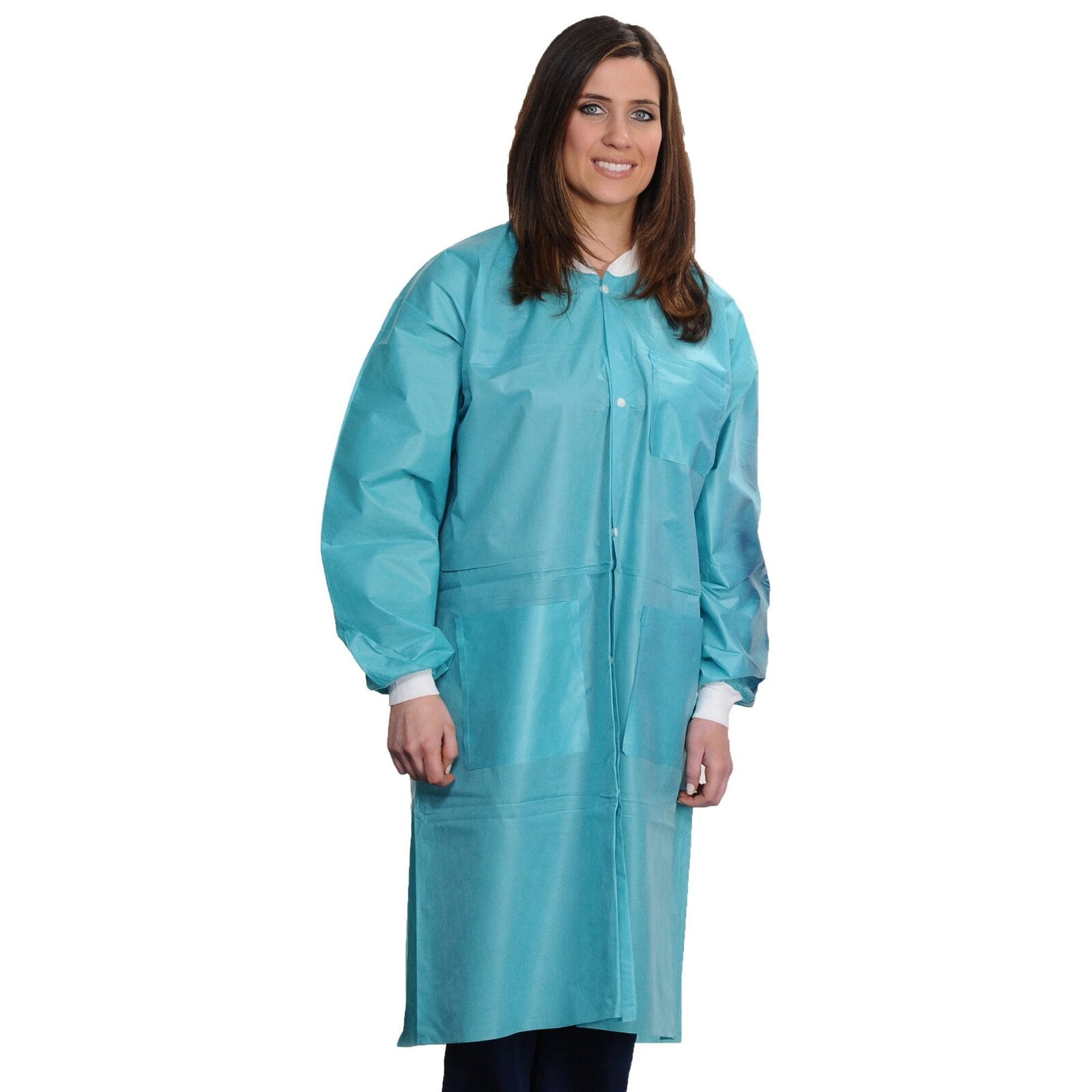 Valumax Easy-Breathe Lab Coat, Teal, Large, 10/Pack, 3560TEL