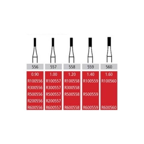 Alpen #560 Carbide Bur, Cross-Cut Straight Fissure, Friction Grip, 1.6 mm Diameter, 100/Pk