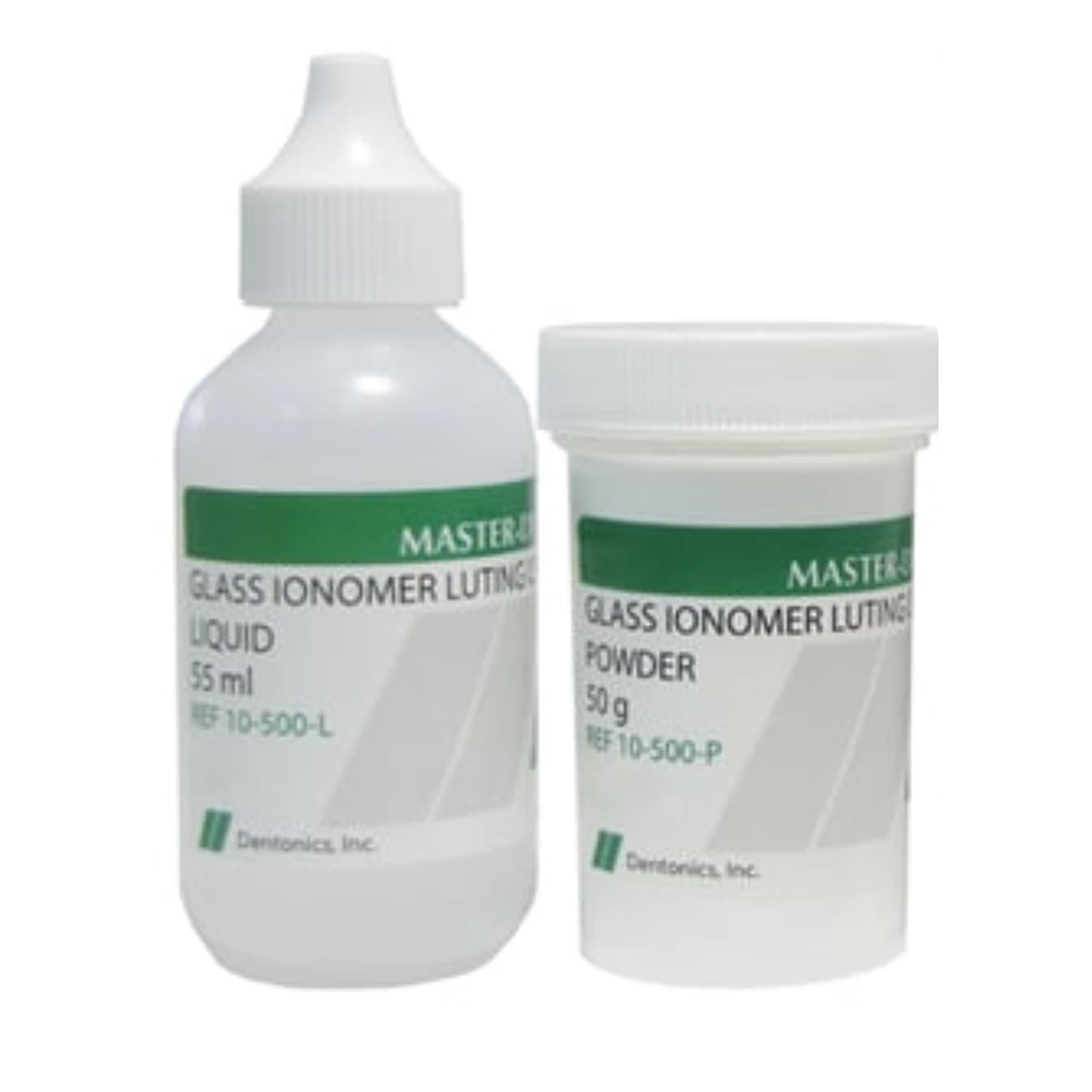 Master-Dent Glass Ionomer Luting Cement Kit, Self-Cure, White, 50g Powder & 55ml Liquid, 10-500