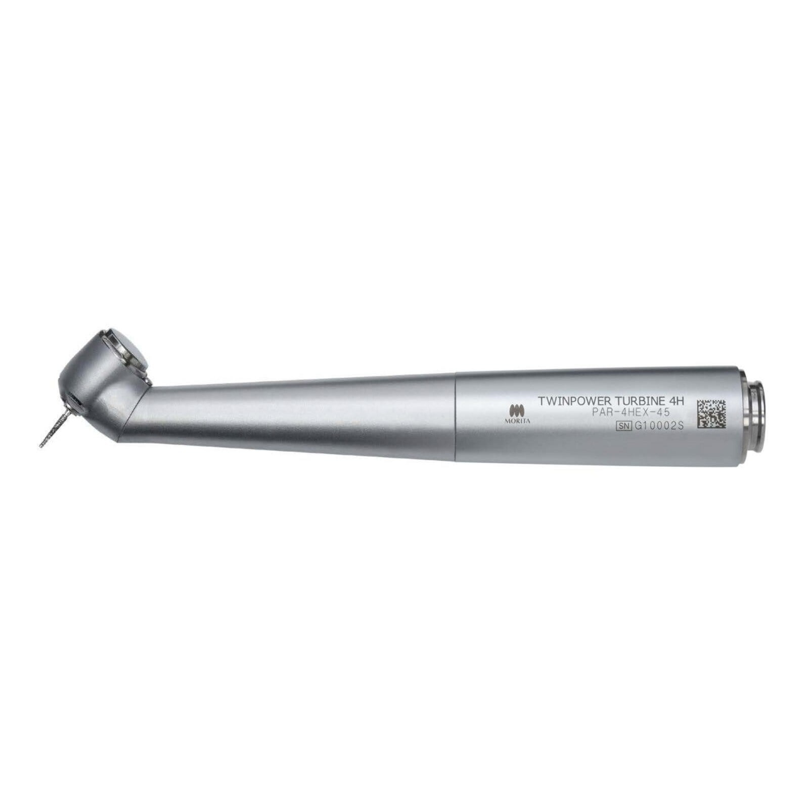TwinPower Turbine 45 High Speed Air Handpiece, 45° Angle, Push-Button Autochuck, Triple Spray, Non-Optic, 4H Morita Coupling, PAR-4HEX-45
