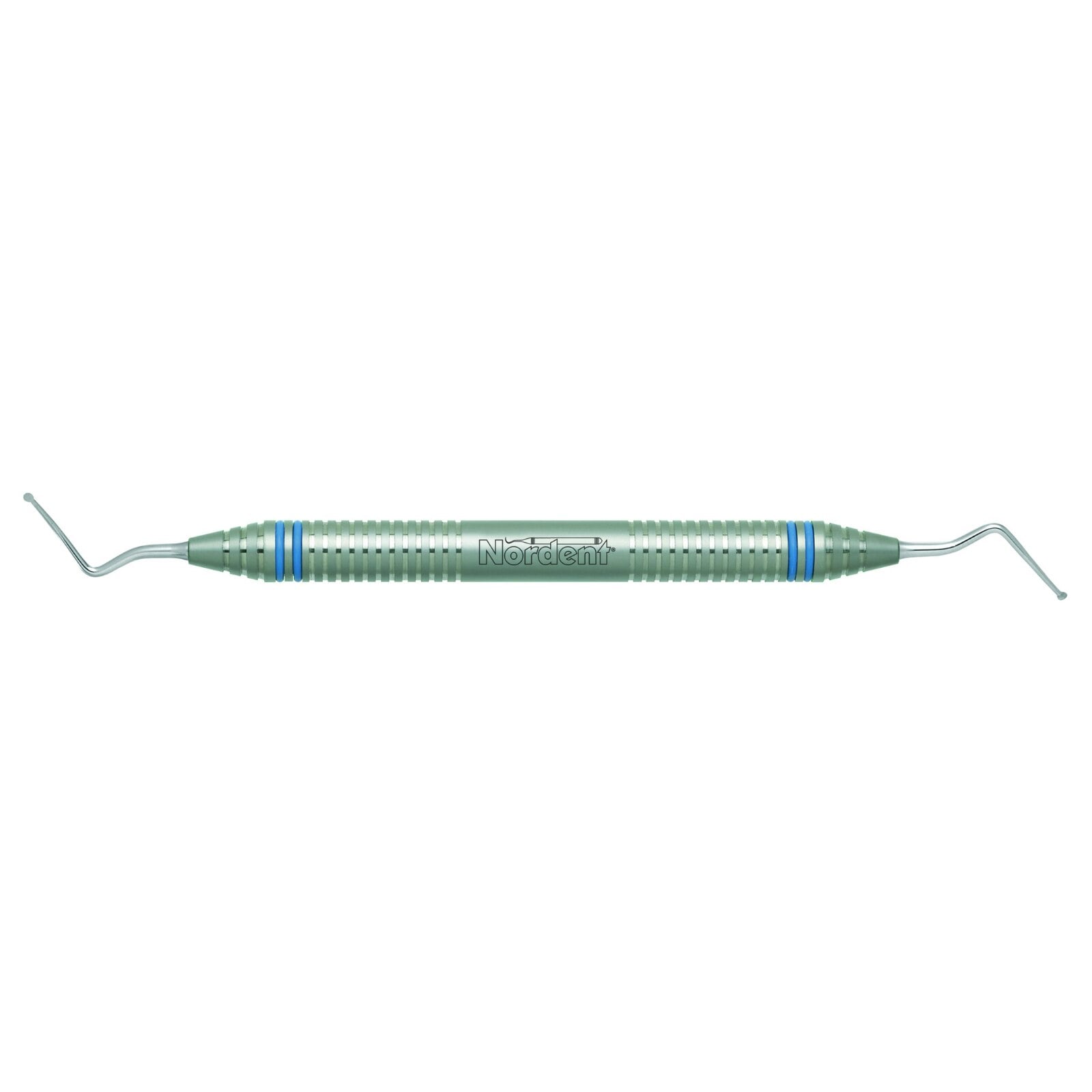 Nordent #32L Spoon Shaped Long Shank Double End Endodontic Excavator, 1.6mm, DuraLite ColorRings Handle, Stainless Steel