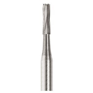 SS White #57L Straight Fissure Flat End Plain Carbide Bur, FG (Friction Grip), 1.0 mm Head Diameter, 5.0 mm Head Length, 100/Pkg