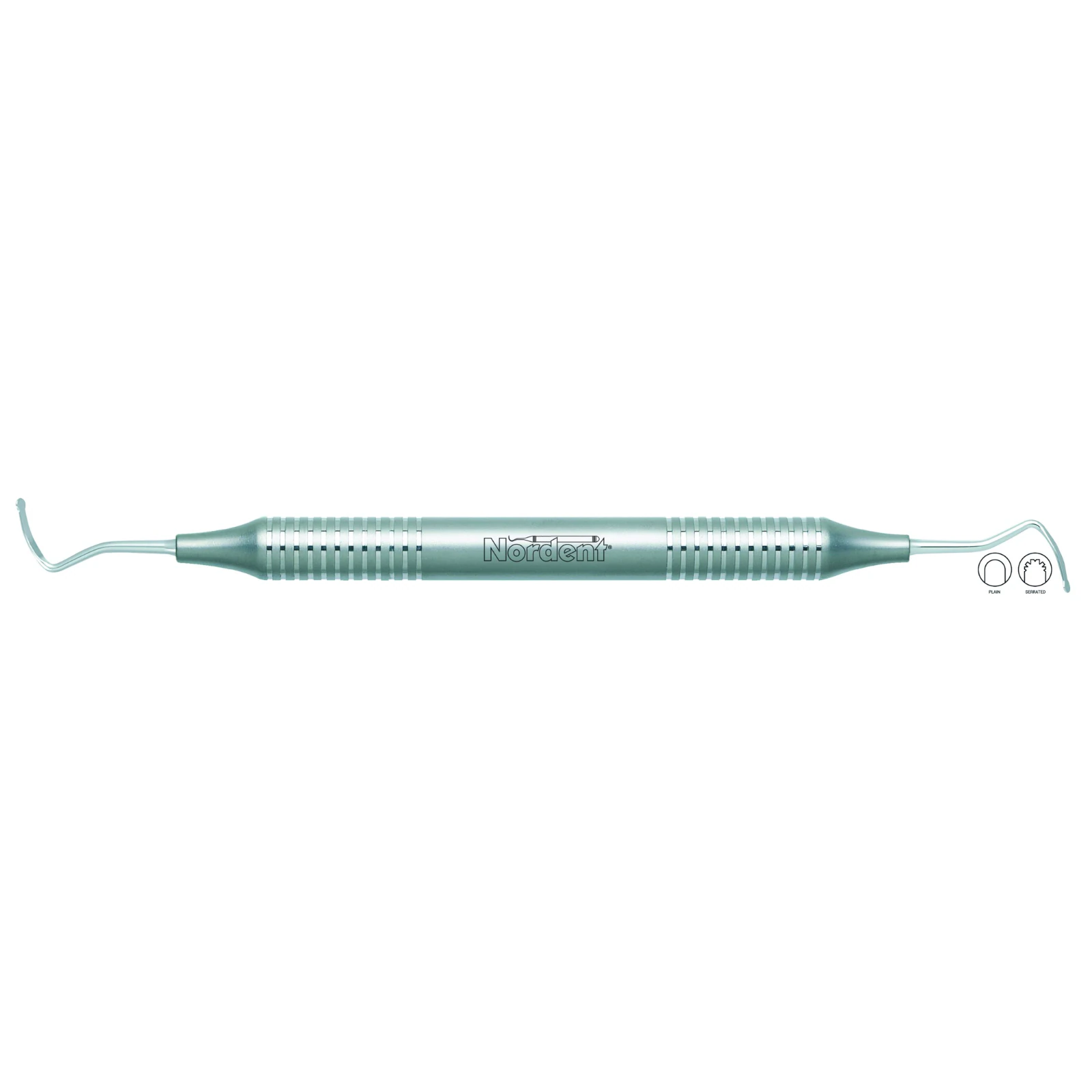Nordent Gingival Cord Packer, Double-Ended, Serrated, #213 Anatomical 45° Offset Blades, DuraLite Round Handle, REGPNS213
