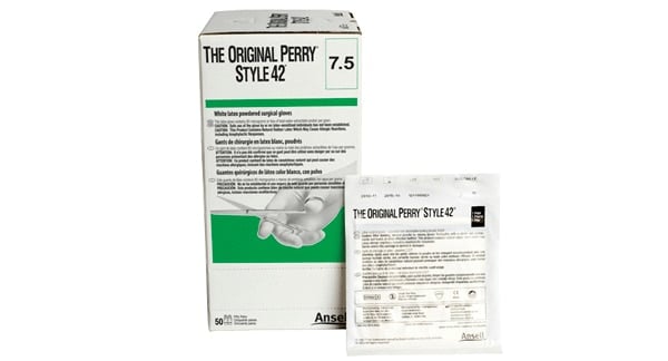 Ansell Encore Perry Style 42 Latex Surgical Gloves, Powder-Free, Sterile, Size 6, Natural, 50 Pairs/Box