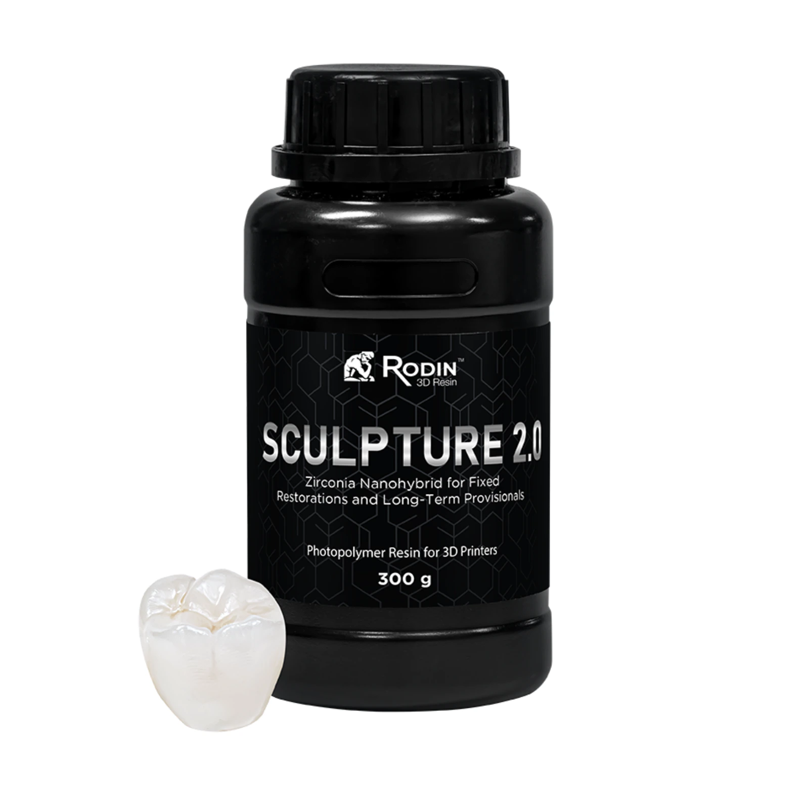 Pac-Dent Rodin Sculpture 2.0 Ceramic Nanohybrid 3D Resin, Shade A4, 300 g Bottle, 1/Pk, 23915