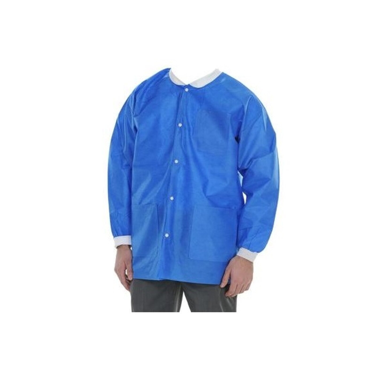 Extra-Safe Royal Blue Lab Jacket, X-Large, Latex-Free, Fluid Resistant, AAMI Level 3, Hip Length, 10/Pack, 3630RYXL