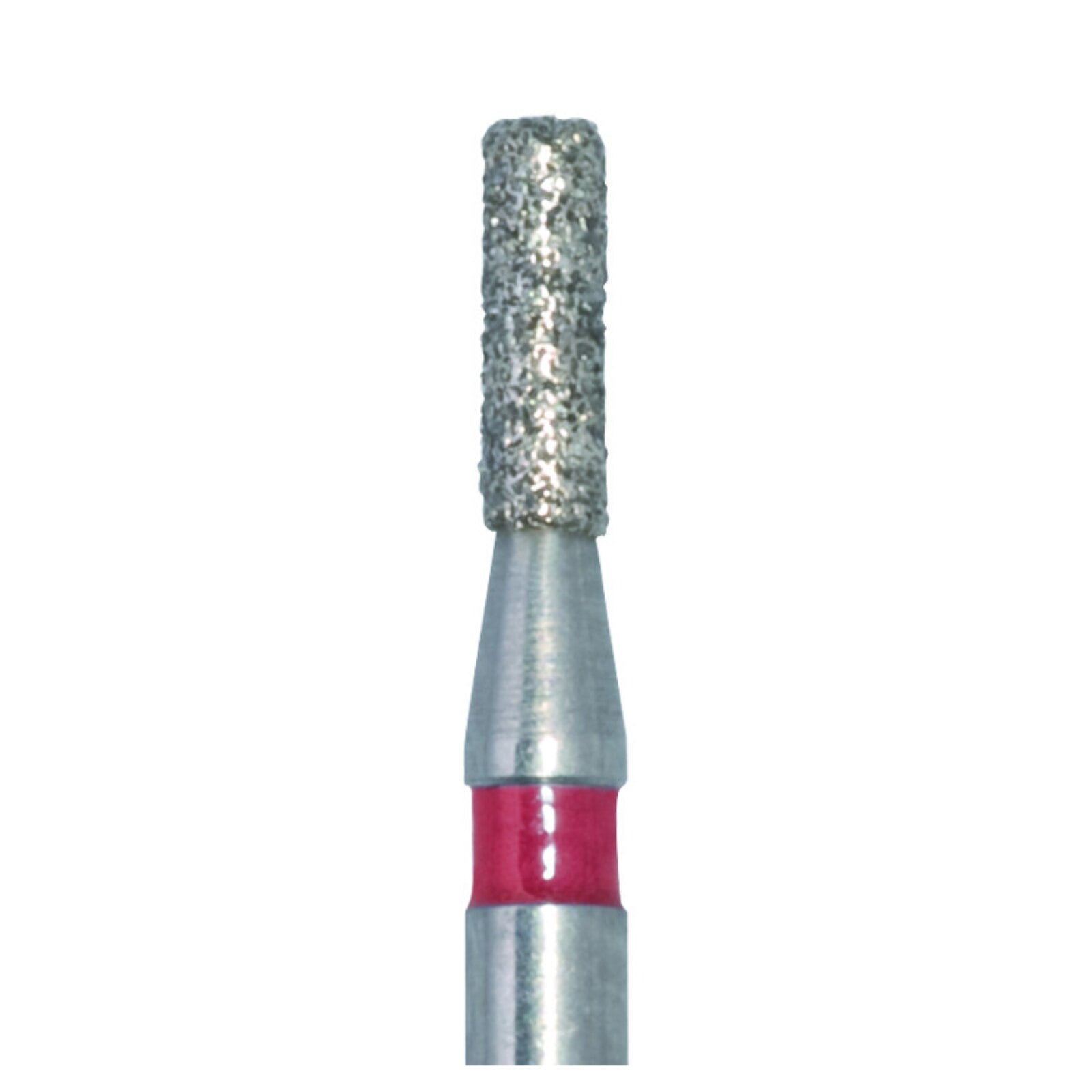 Meisinger 840F-012-FG Fine Grit Diamond Bur, Cylinder with Round End, Friction Grip, 1.2 mm Head Diameter, 4.0 mm Head Length, Red Ring, 5/Pkg