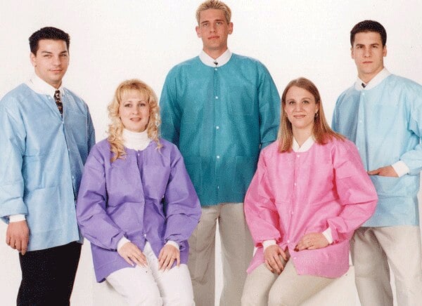 Extra-Safe Medical Blue Lab Jacket, X-Large, Latex-Free, Fluid Resistant, AAMI Level 3, Hip Length, 10/Pk