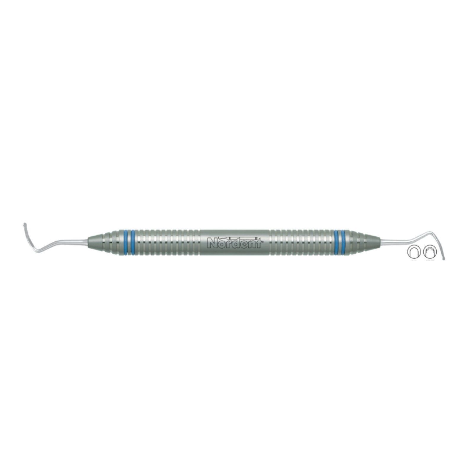 Nordent Gingival Cord Packer, Double-Ended, Serrated #213, Anatomical 45° Offset Blades, Medium Round Handle, RGPNS213