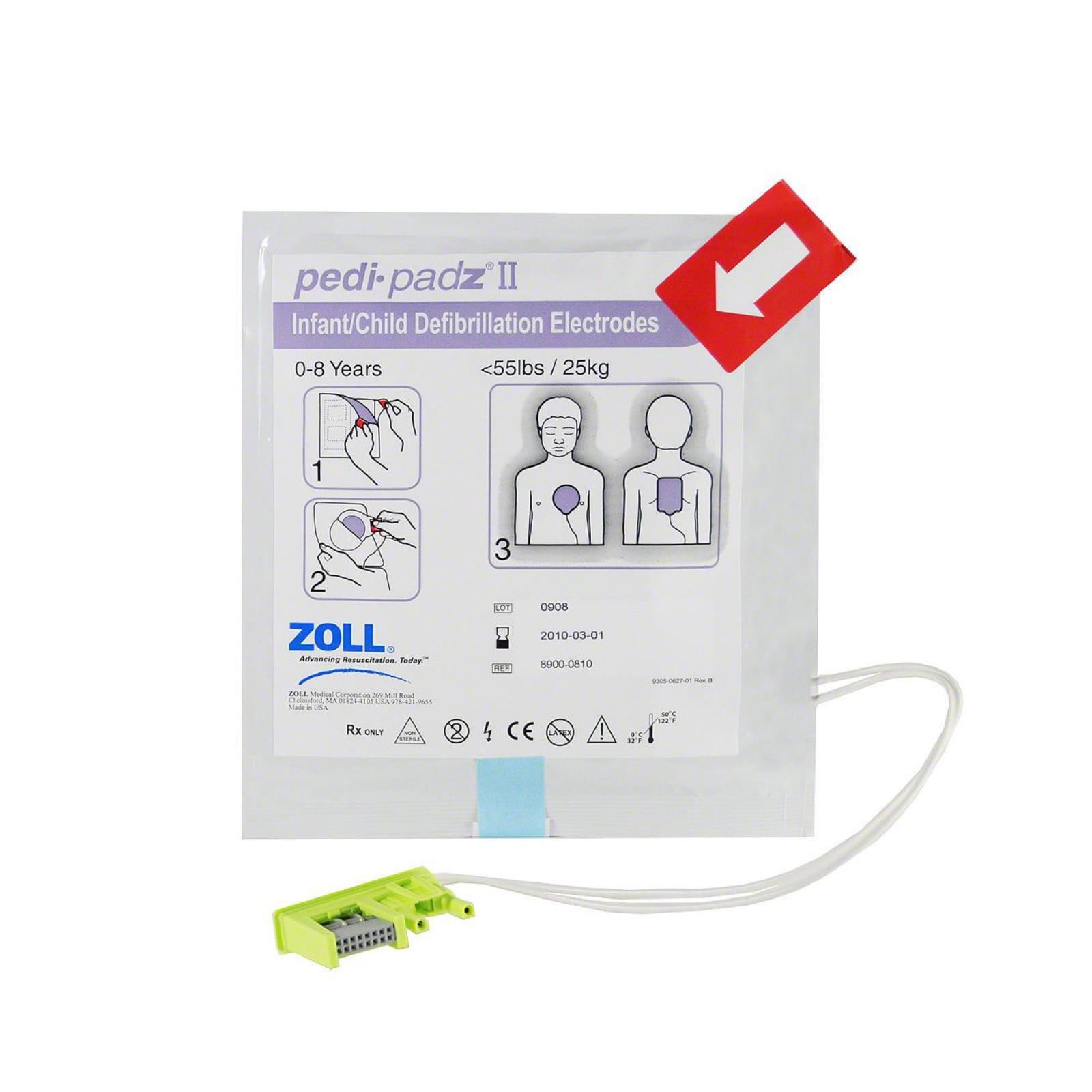 Zoll Pedi-Padz II Pediatric Defibrillation Electrode Pads, One Pair, 8900-0810-01