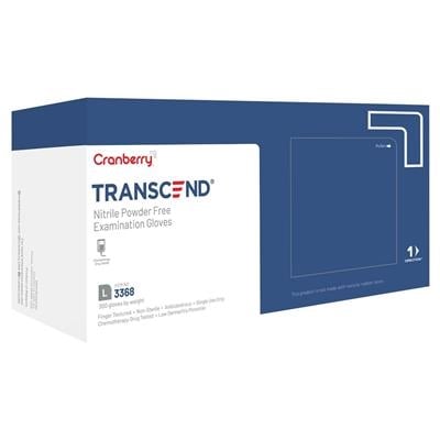 Cranberry Transcend 300 Nitrile Powder-Free Exam Gloves, X-Large, Blue, 300/Box, CR3369
