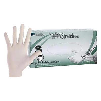DermAssist™ Synthetic Stretch Vinyl Exam Gloves, Powder Free, Non-Sterile, Clear, Small, 100/Box, 162100