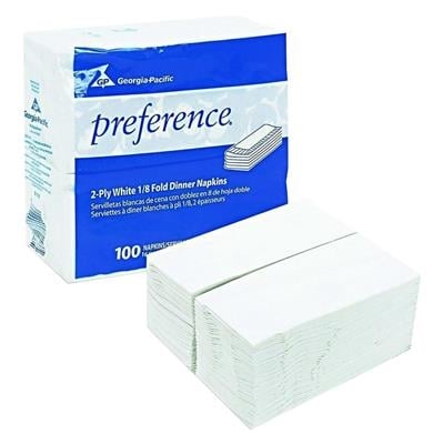Georgia-Pacific Preference Dinner Napkins, 16" x 15", White, 2-Ply, 3000/Case