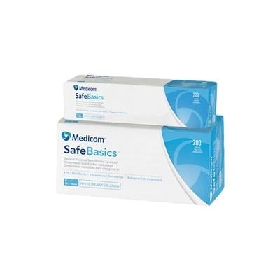 Medicom SafeBasics 4x4 4-Ply Non-Woven Gauze Sponges, 200 per Box, 10 Boxes per Case, 2100-CH