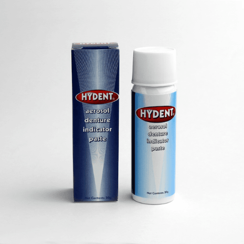 Hydent Denture Indicator Paste Aerosol Spray, Mint Flavored, White, 30g Can, 05-100