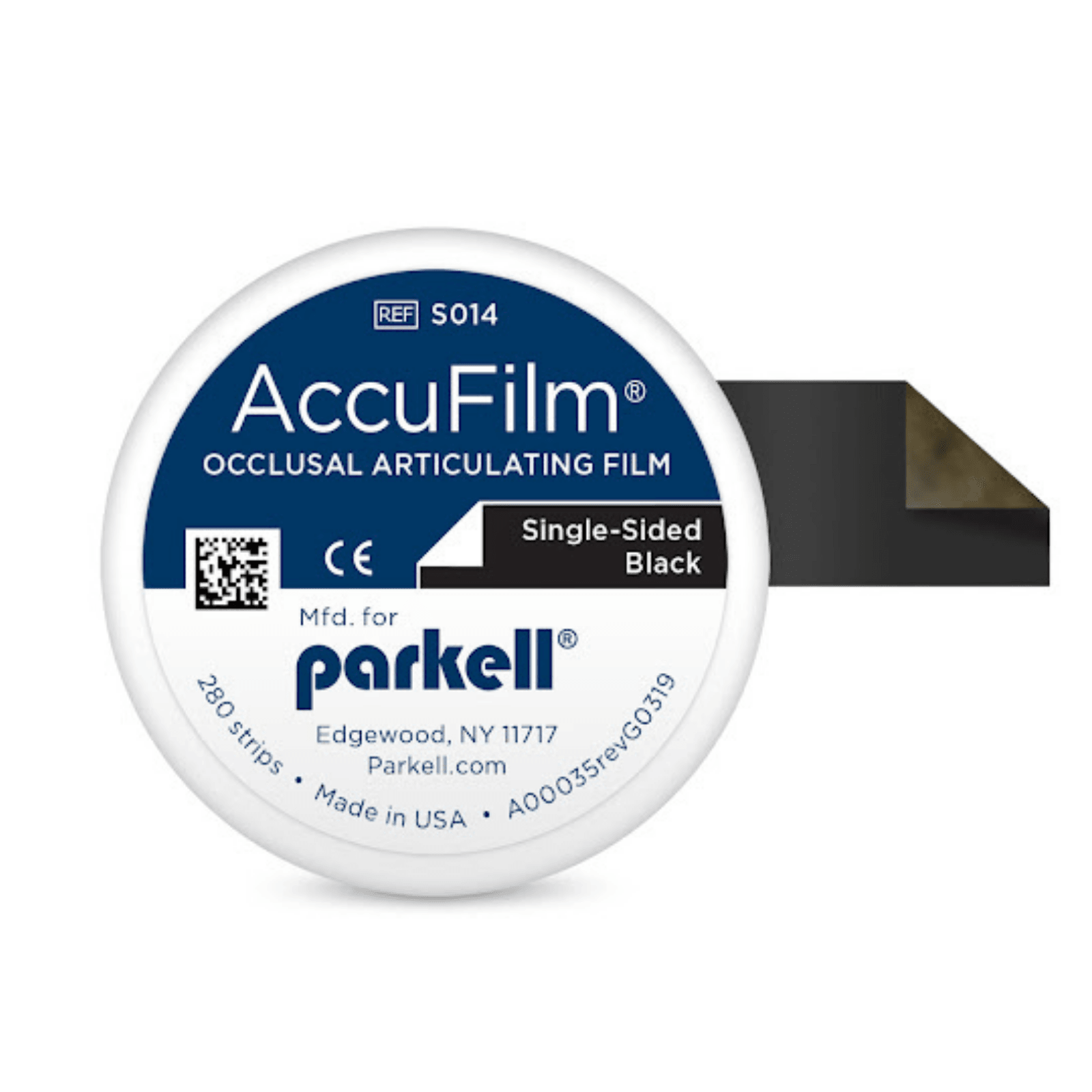 Parkell AccuFilm II Double-Sided Articulating Film, Black/Black, Super Thin, 21 Microns, 3-1/2" x 7/8", 280/Box, S018