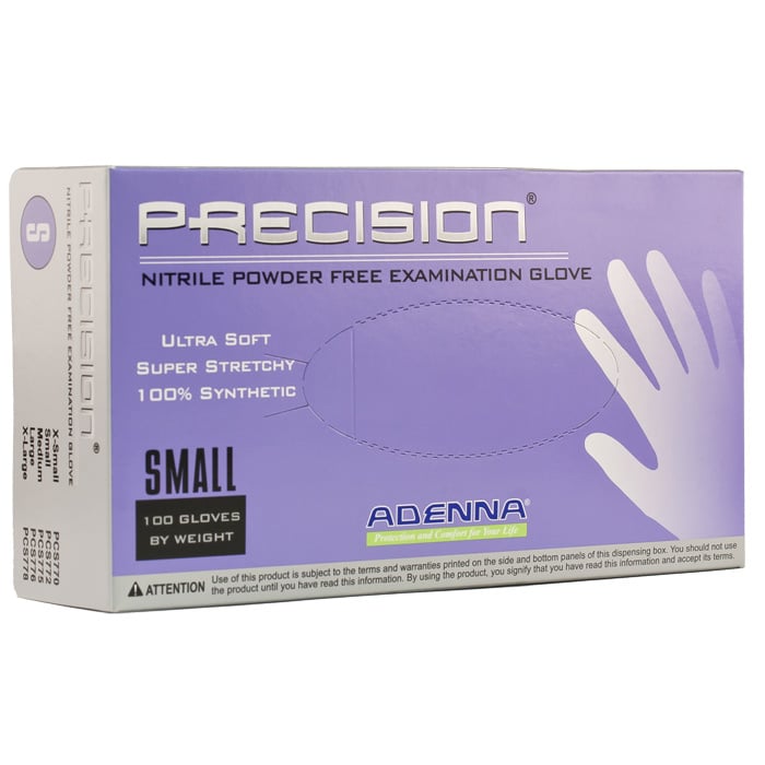 Adenna Precision Nitrile Powder-Free Examination Gloves, Large, Violet-Blue, Textured Fingertips, 100/Box