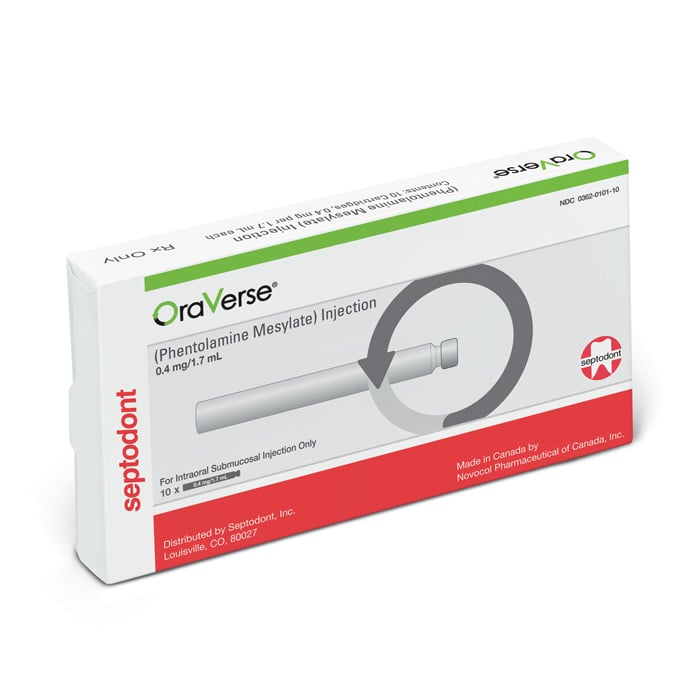 OraVerse (Phentolamine Mesylate) Anesthesia Reversal Agent, 1.7 ml Cartridge, 10/Box, 99210