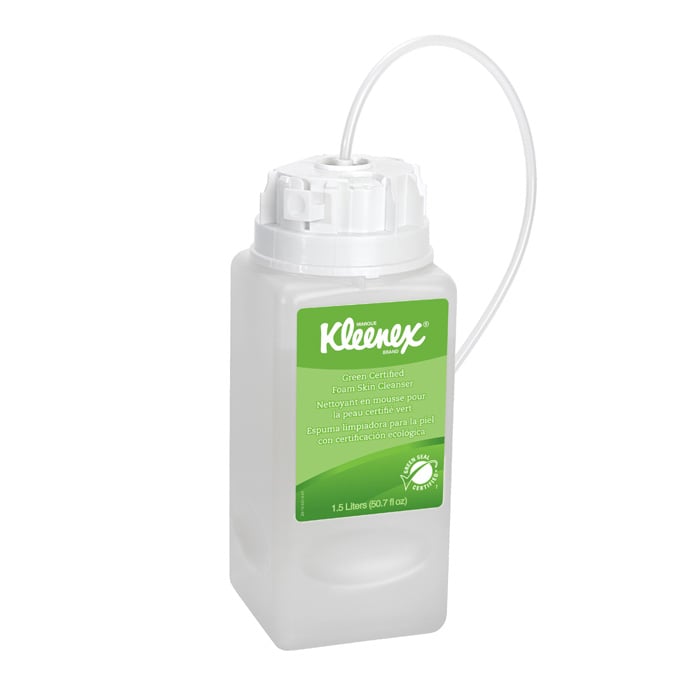 Kleenex Green Certified Foam Skin Cleanser, Fragrance-Free, Dye-Free, 1.2 Liter Electric Cassette