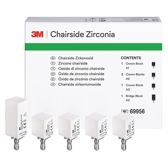 Solventum Chairside Zirconia CEREC Bridge Blocks, 39mm, Shade A3, 3/Box, 69951