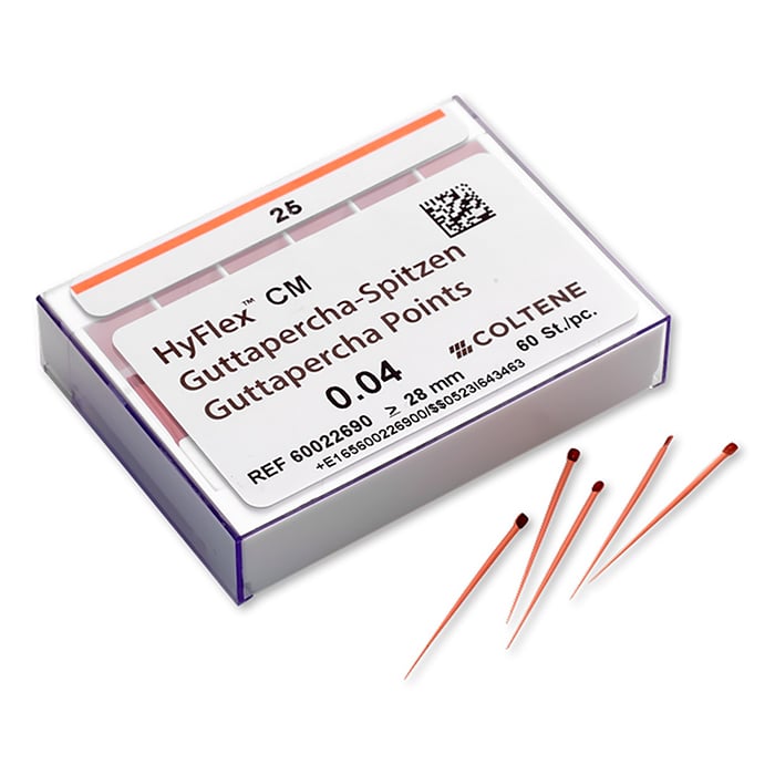 HyFlex CM Gutta Percha Points, Size #20, .04 Taper, Yellow, Color-Coded, 60/Box, 60022689