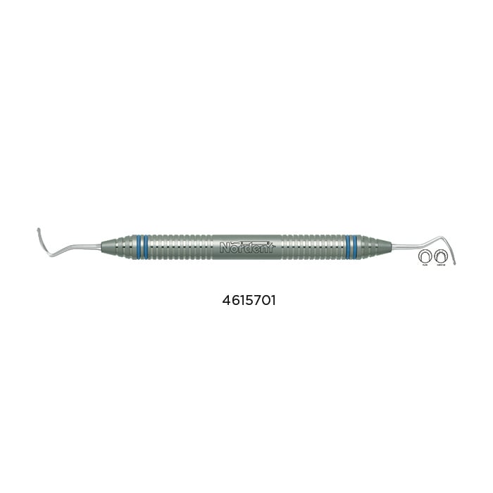 Nordent Gingival Cord Packer #N122, Serrated, Opposing Angles, Double-End, DuraLite ColorRings Handle