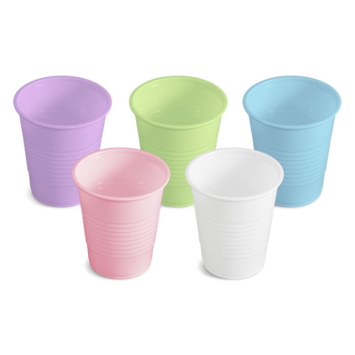 PureLife+ 5oz Plastic Cups, Pink, Ridged, 1000/Bx