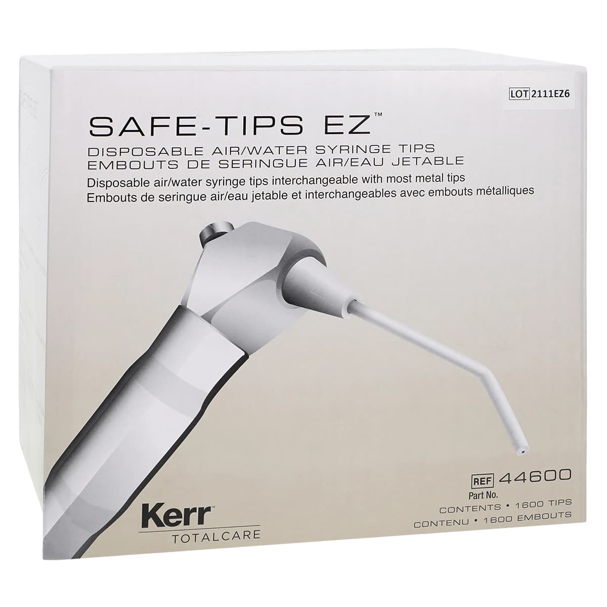 Safe-Tips EZ Disposable Air/Water Syringe Tips, Plastic with Metal Core, White, 1600/Pkg, 44600 - Safe-Tips EZ Universal Air/Water Syringe Tips 1600/Pk. Plastic with Metal Core - Image 1