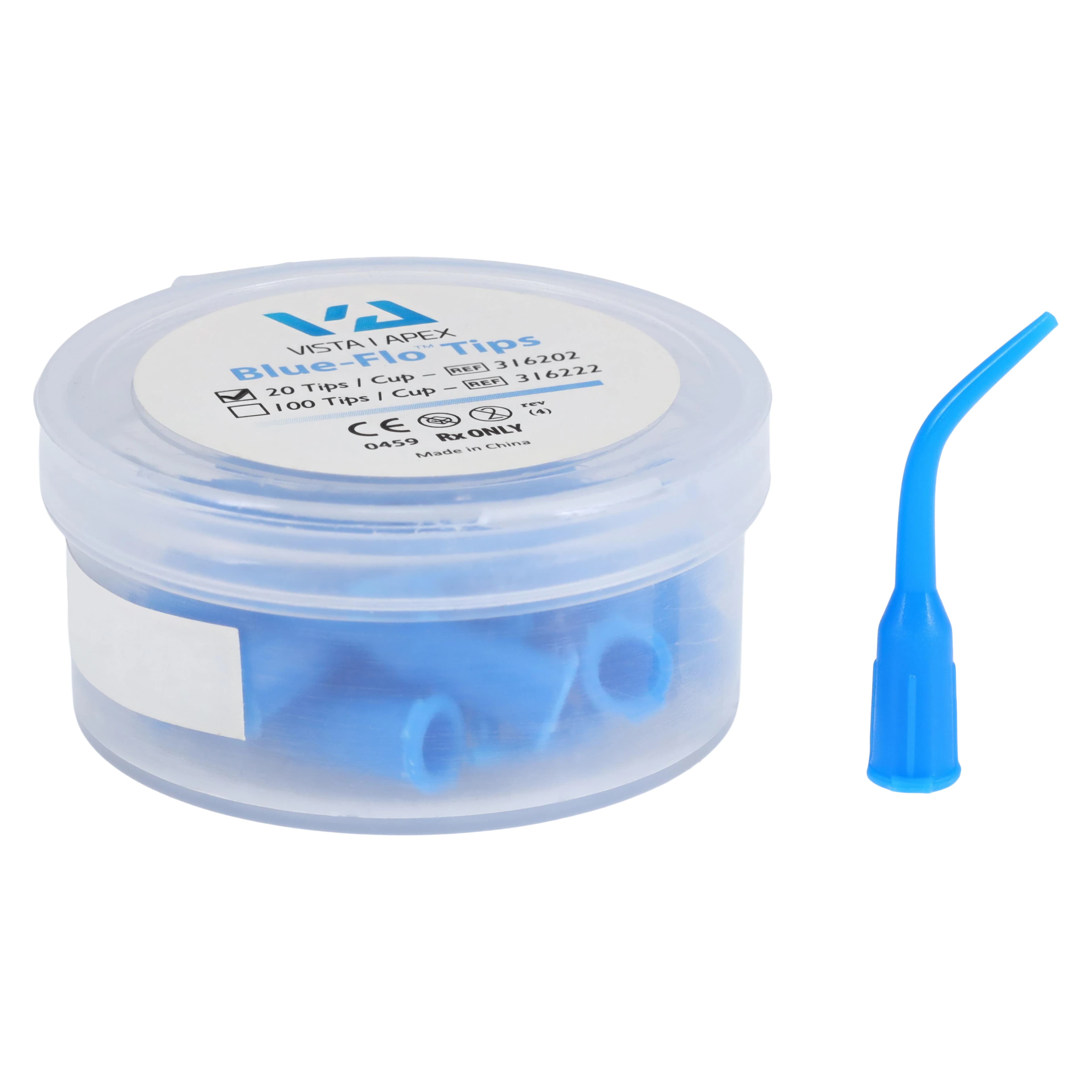 Blue-Flo Soft Plastic Irrigating Tips, 23 Gauge, Autoclavable, Blue, Universal Luer Lock, 20/Pk, 316202 - 23 Ga Tips, 20/Pkg., 316202 - Image 1