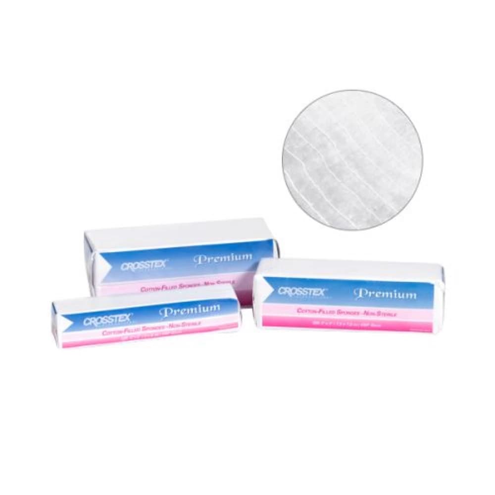 Crosstex Premium Sterile Cotton-Filled Exodontia Sponges, 2" x 2", 4-Ply, 5000/Case, ESCC - PREMIUM Sterile Cotton-Filled Sponges Exodontia 2x2 5000/Case - Image 1