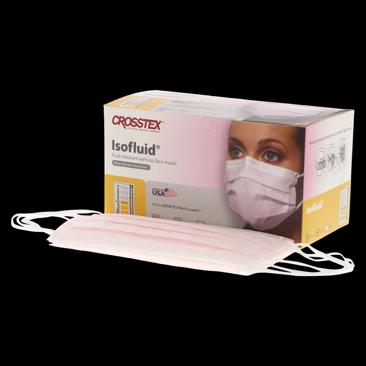 Isofluid™ Surgical Face Mask, ASTM Level 1, Ear Loop, Pink, 50/Box, GCIPK - Isofluid™ Surgical Face Mask ASTM Level 1 Pink Box of 50 - Image 1