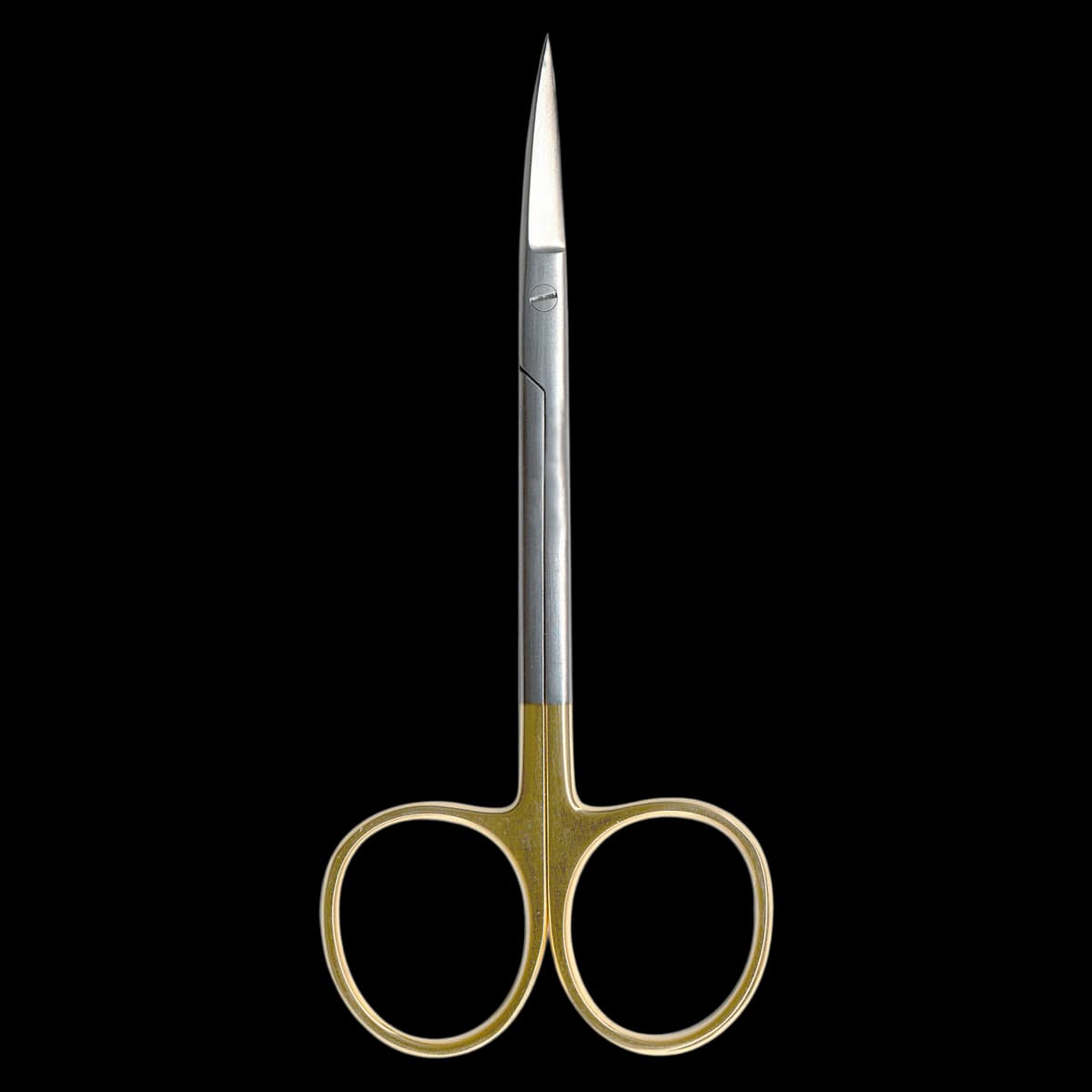A. Titan Iris Scissors, Curved, Carbide Tips, 4.5", Stainless Steel, Made in Germany - Scissors 4.5" Iris Carbide Curved - Image 1