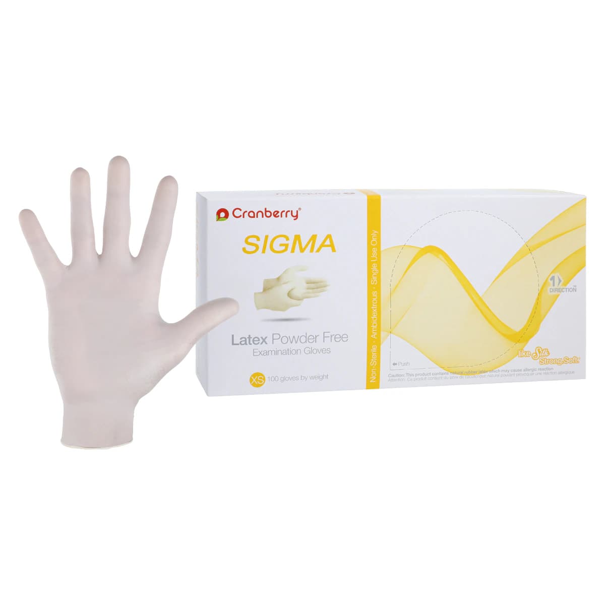 Cranberry® SIGMA Powder Free Latex Exam Gloves, Extra Small, White, 100/Box, CR5815 - Cranberry® SIGMA Powder Free Latex Exam Gloves, 100/Box - Extra Small - Image 1