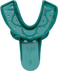 Vista Disposable Plastic Impression Trays, #6, Small, Lower, Green, Perforated, 12/Pk, 311006 - Disposable Plastic Impression Trays, # 6, Small, Lower, Green 12/Pk, 311006 - Image 1